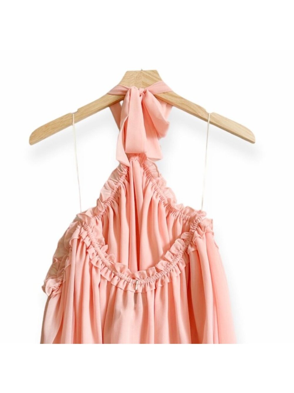 New with Tag MISA Pink Chiffon Lively Off the Shoulder Blouse, Size S - Picture 10 of 15